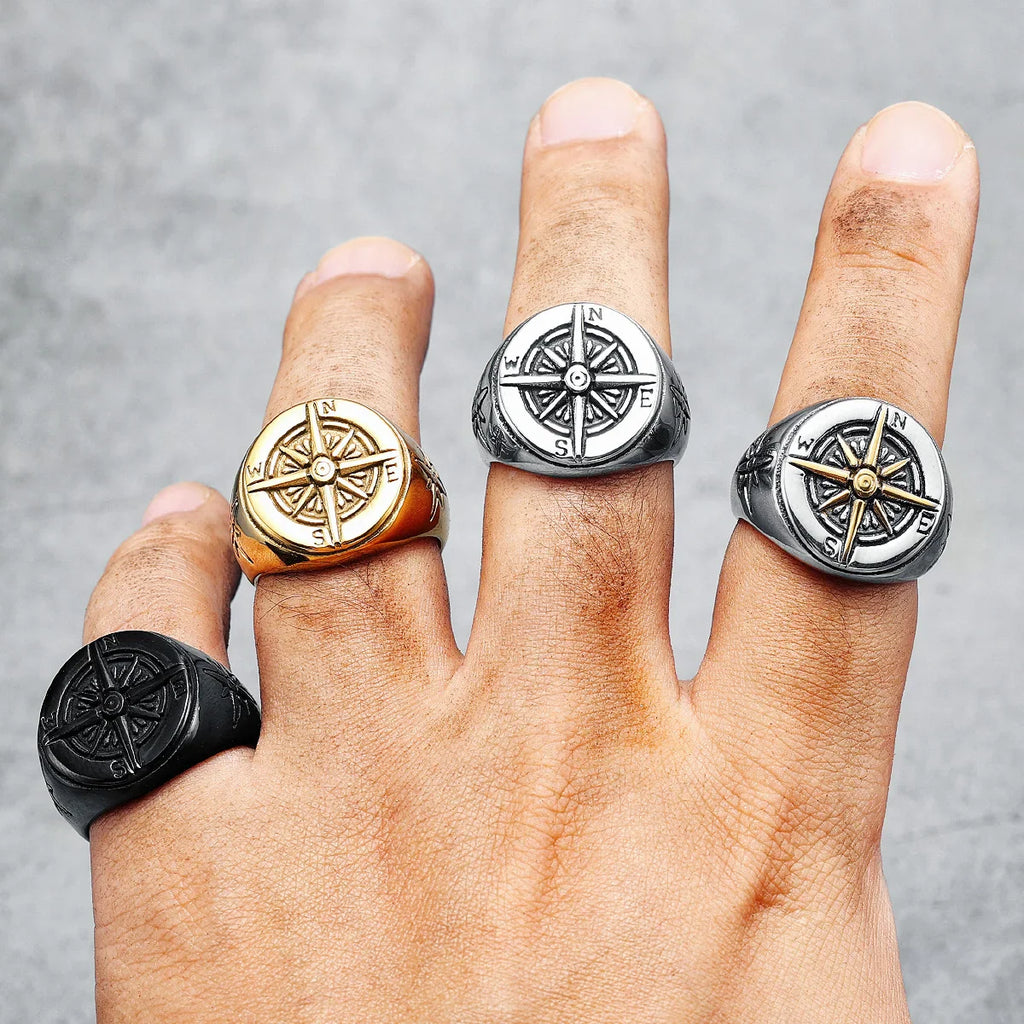 Vintage Compass Rose Men's Ring 