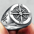 Vintage Compass Rose Men's Ring silver