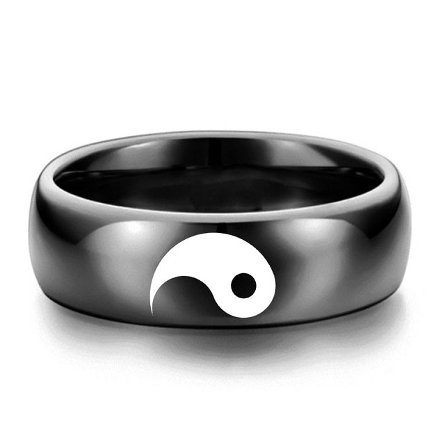 Yin Yang Black Color Ring