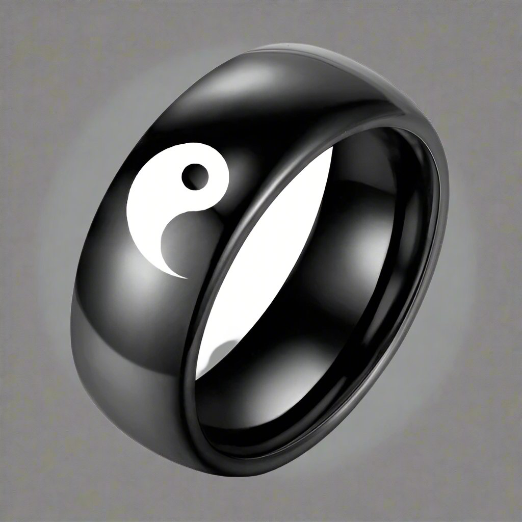 Yin Yang Black Color Ring 
