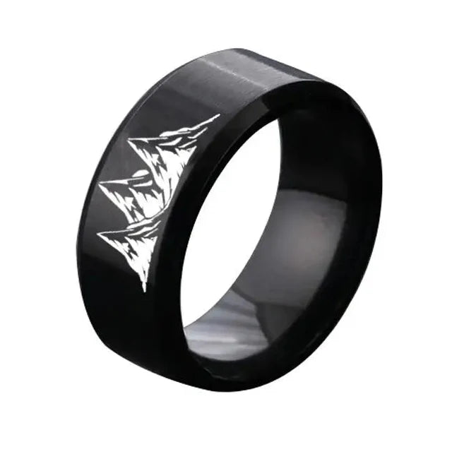 Colored Rings with black mountains
