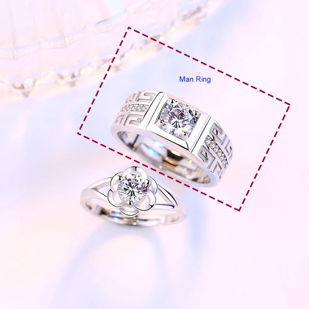 Couple Rings Flower Ring Men