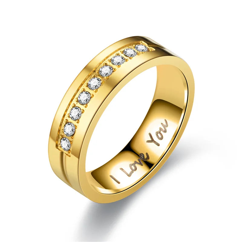 Couples Rings Love Gold Band with Diamonds