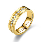 Couples Rings Love Gold Band with Diamonds