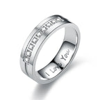 Couples Rings Love Silver Band with Diamonds