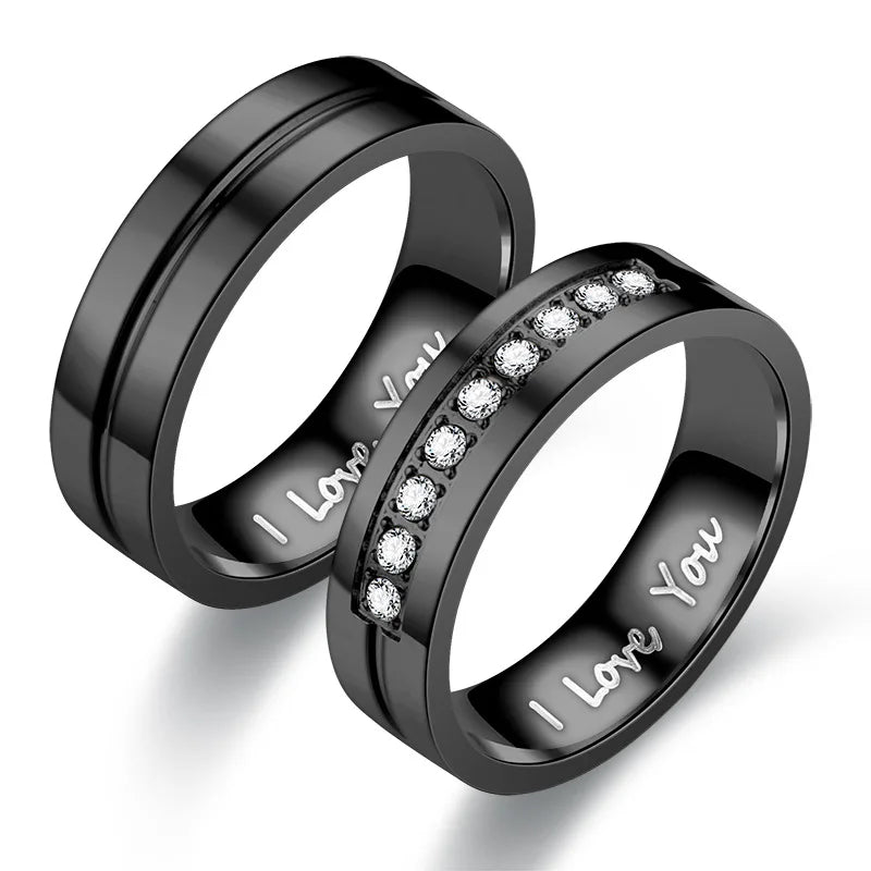 Couples Rings Love Black Band