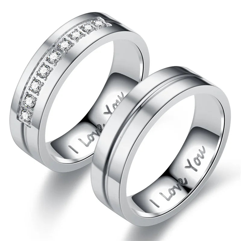 Couples Rings Love Silver Band