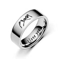 Couple Rings Love Band Silver or Black silver
