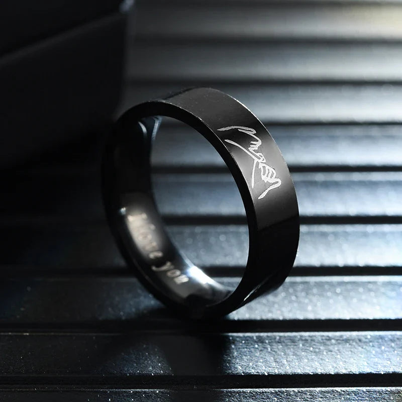 Couple Rings Love Band Silver or Black black