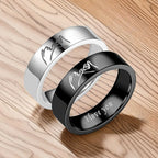 Couple Rings Love Band Silver or Black black