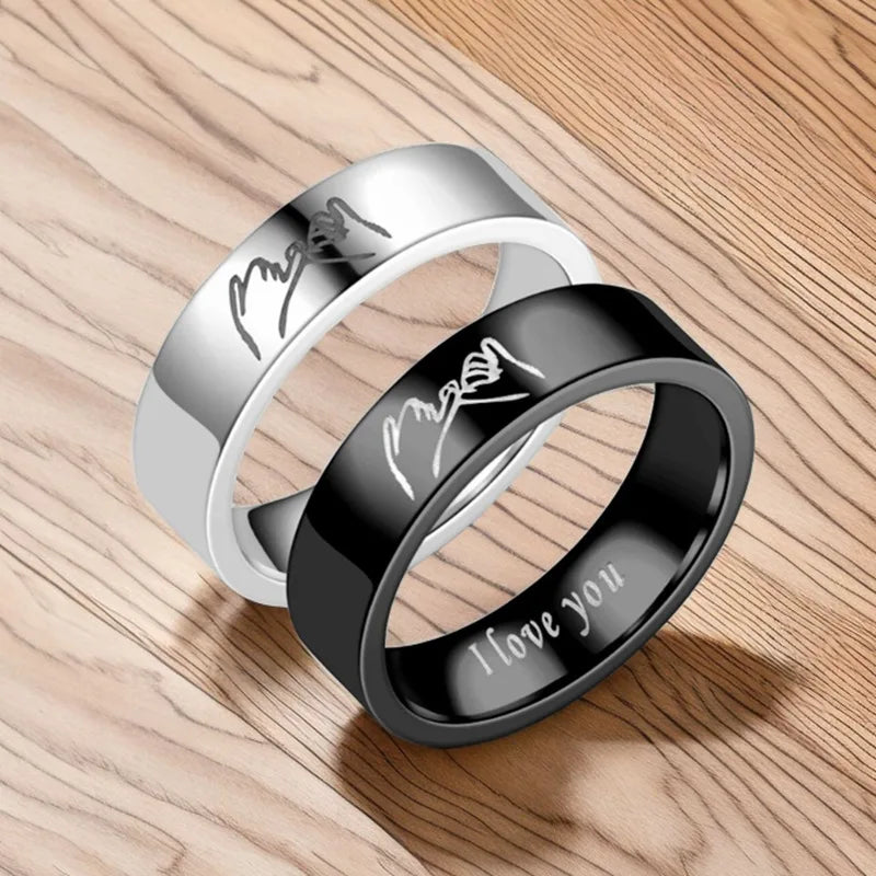 Couple Rings Love Band Silver or Black black