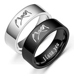 Couple Rings Love Band Silver or Black silver