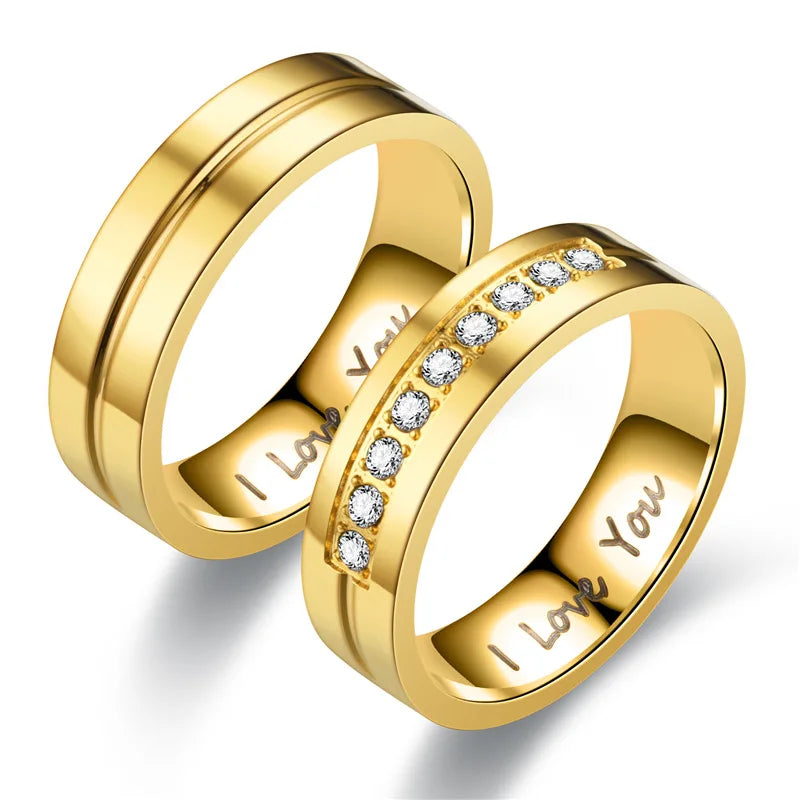 Couples Rings Love Gold Band