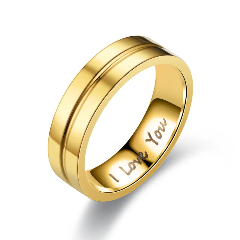 Couples Rings Love Gold Band without Diamonds