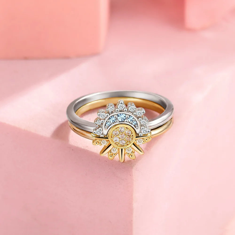 Couples' Rings Zircon Sun Ring sun and moon