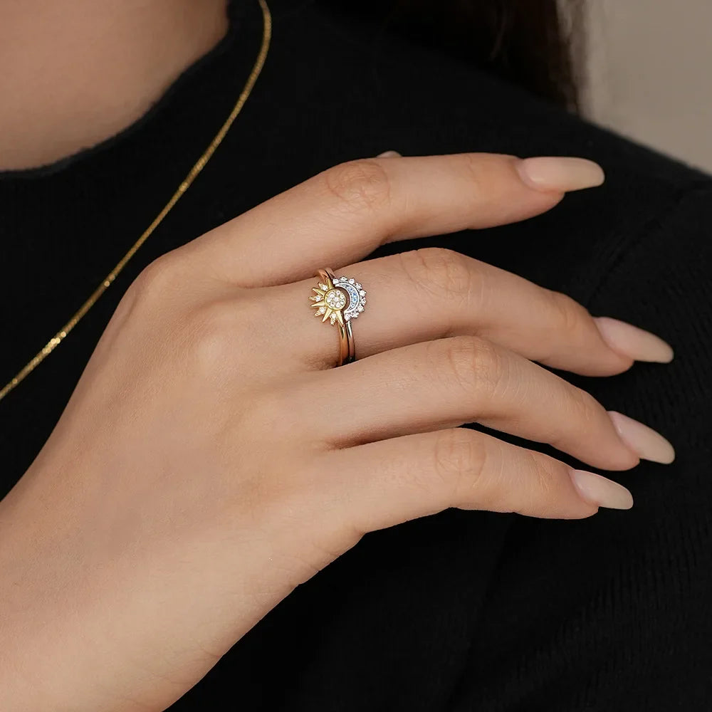 Couples' Rings Zircon Sun Ring sun and moon