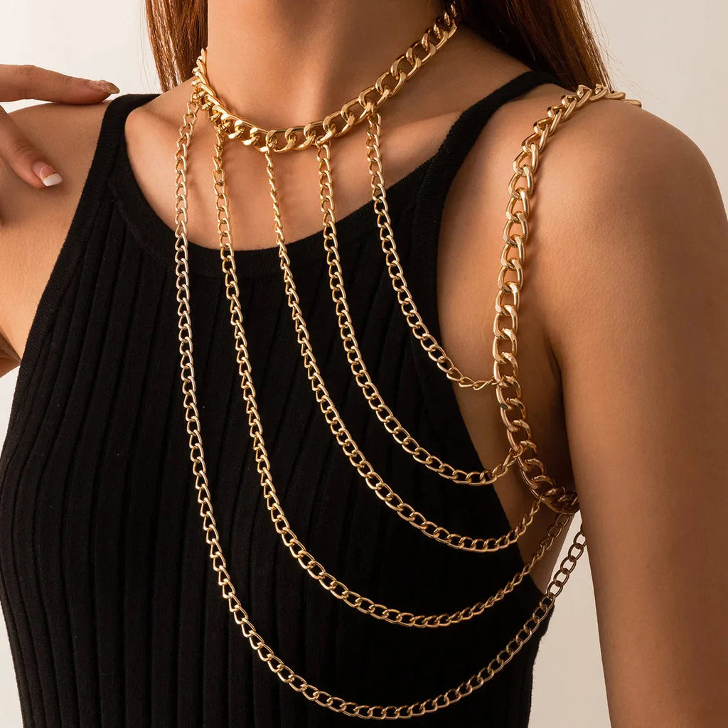 Women’s Shoulder Jewelry Chain - Collarbone & Shoulder Gold