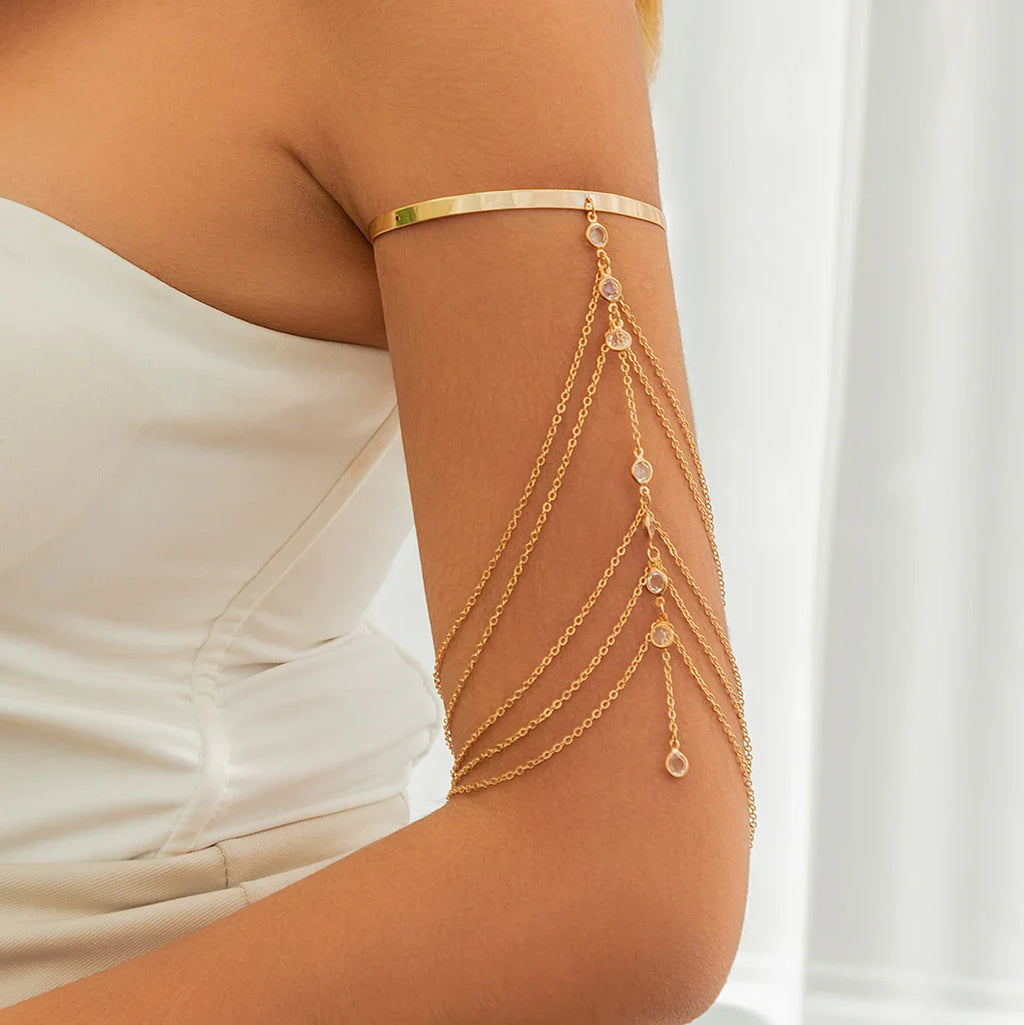 Elegant Bicep Jewelry - Arm Bracelet and Upper Arm Ornament Chain Women Gold