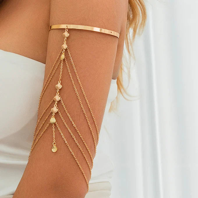 Bicep Jewelry and Women's Arm Bracelet - Elegant Ornament Gold Arm Chain