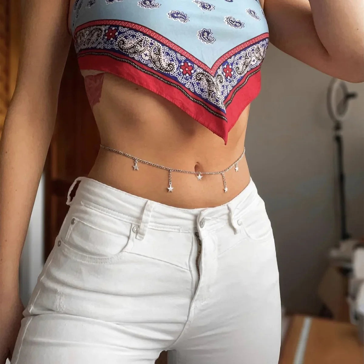 Women’s Waist Jewelry and Hip Chain - Belly Ornament silver