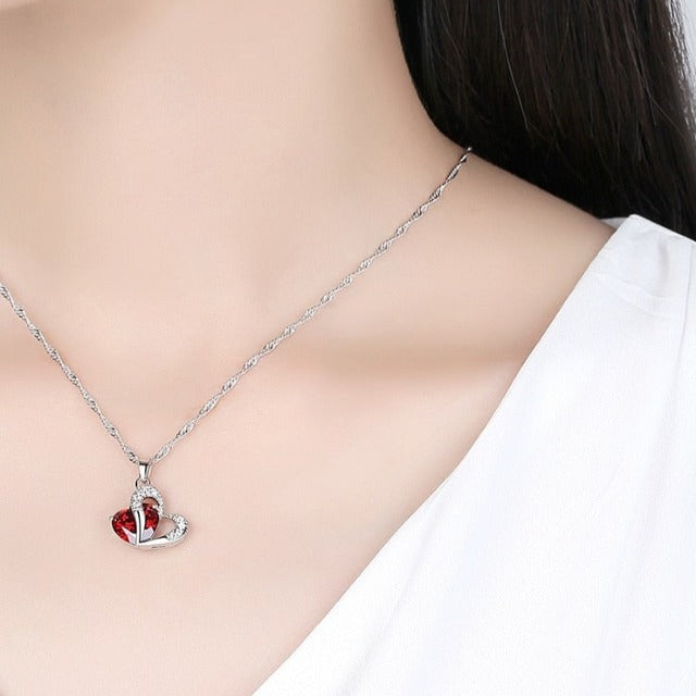 Heart Jewelry Necklace and Earrings red