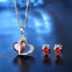 Heart Jewelry Necklace and Earrings red