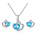 Heart Jewelry Necklace and Earrings blue