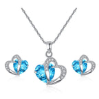 Heart Jewelry Necklace and Earrings blue