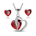 Heart Jewelry Necklace and Earrings red
