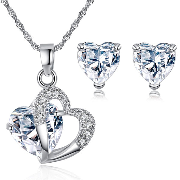 Heart Jewelry Necklace and Earrings transparent