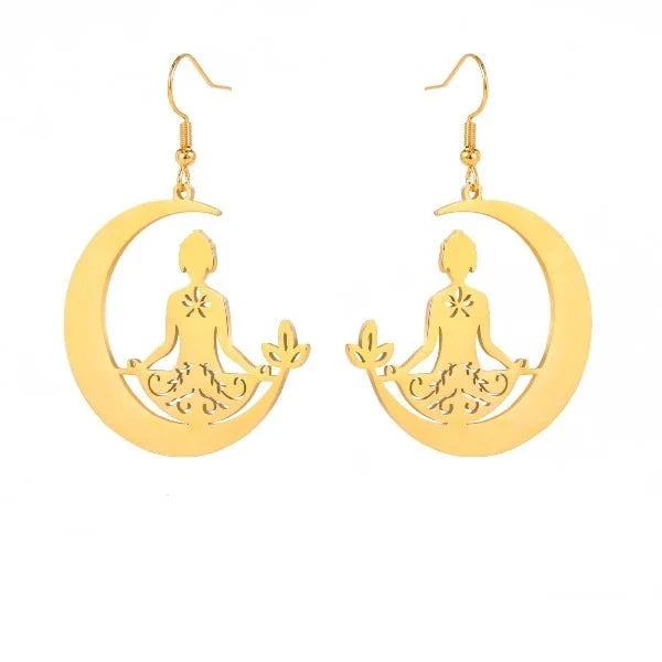 Buddhism Meditation Gold Earring