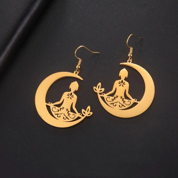 Buddhism Meditation Gold Earring