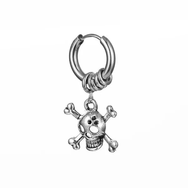 Silver Steel Skull Earring