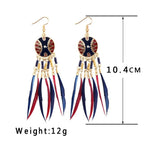 African Ethnic Earrings blue and red