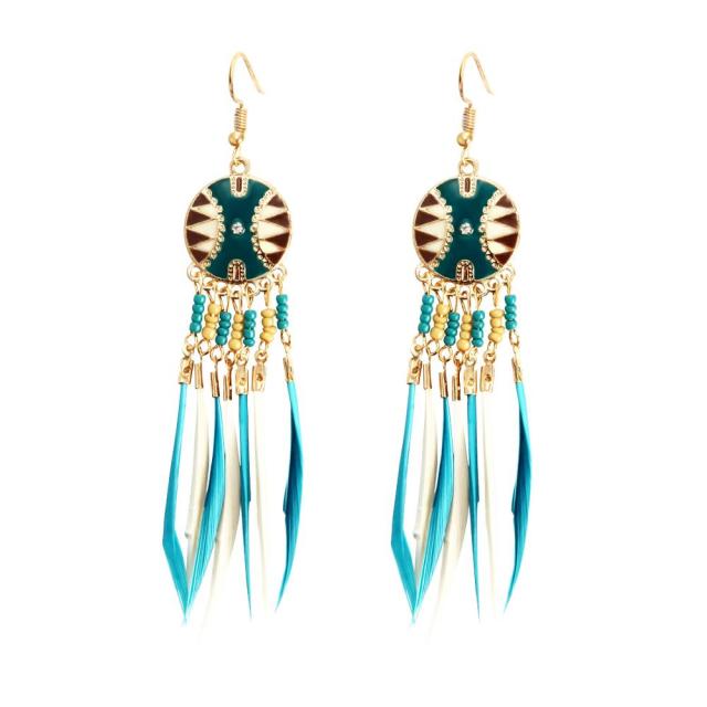 African Ethnic Earrings light blue
