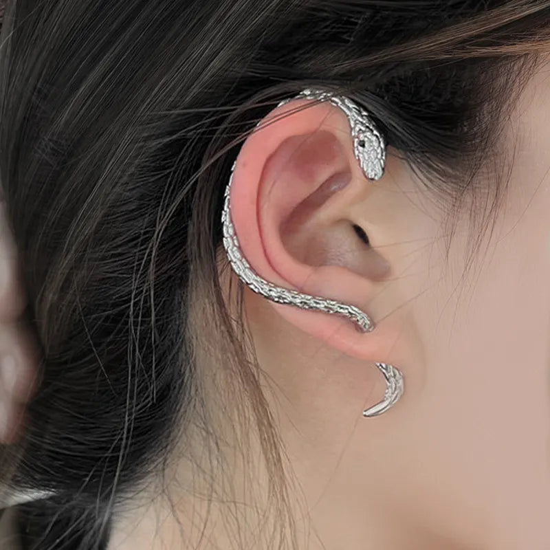 Long Snake Drop Earring silver