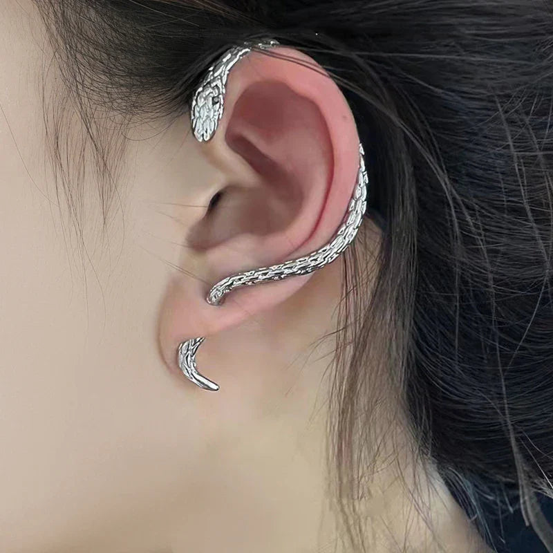 Long Snake Drop Earring silver