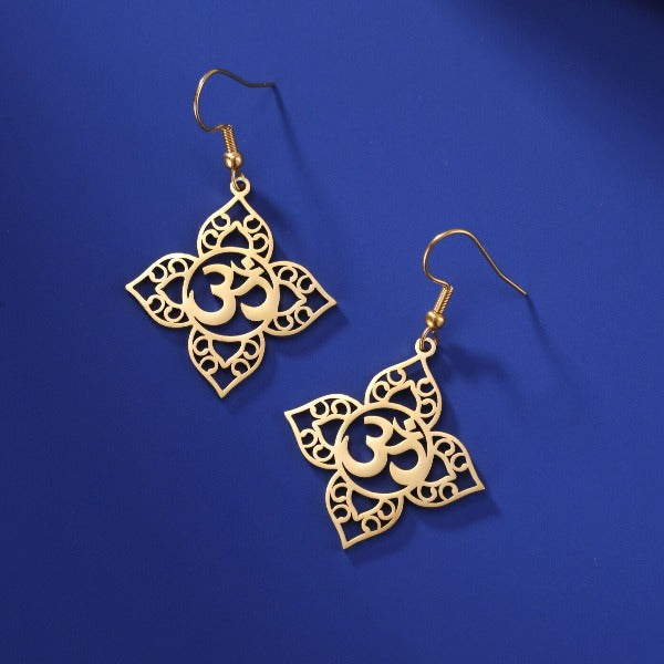Buddhist Om Earring gold