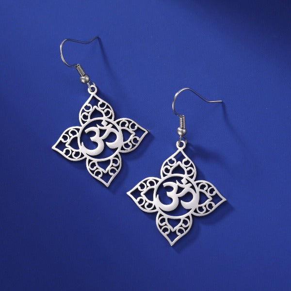Buddhist Om Earring silver