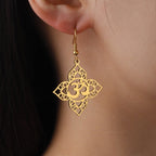 Buddhist Om Earring gold