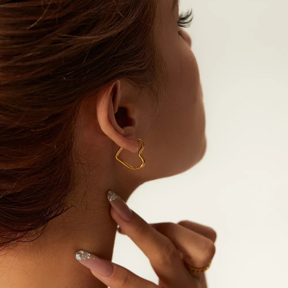 Heart Hoop Earrings Gold Women gold