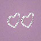 Heart Hoop Earrings Gold Women silver