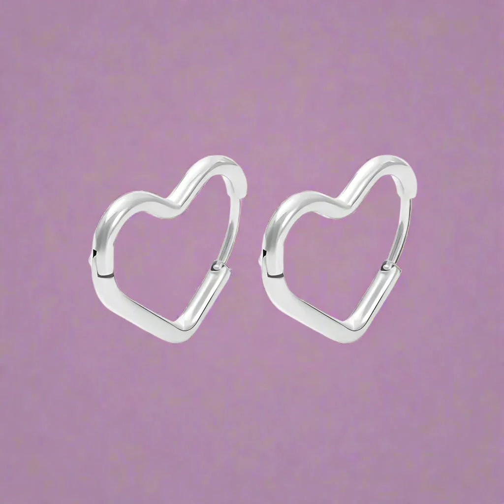 Heart Hoop Earrings Gold Women silver