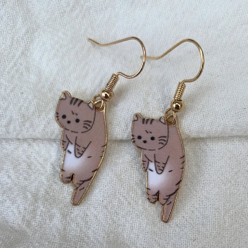 Cute Cat Earrings brown