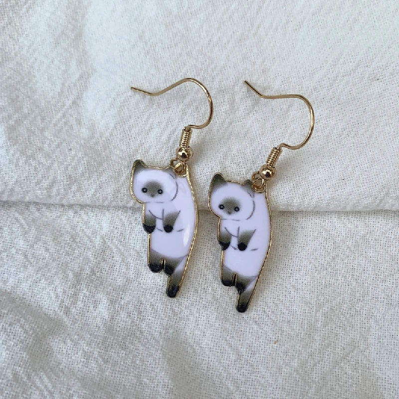 Cute Cat Earrings Siamese