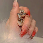 Bee and white pearl earrings