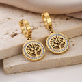 Tree of Life Drop Earrings for Women, Gold