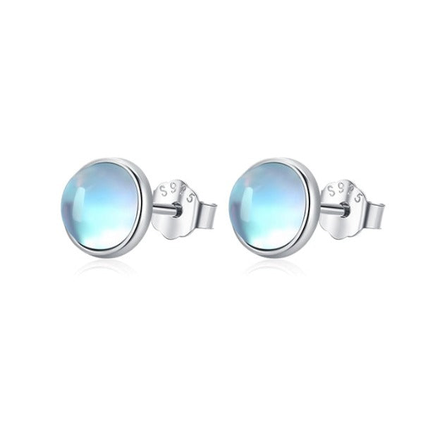 Women's Silver Earrings Moonstone Stud