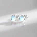 Women's Silver Earrings Moonstone Stud