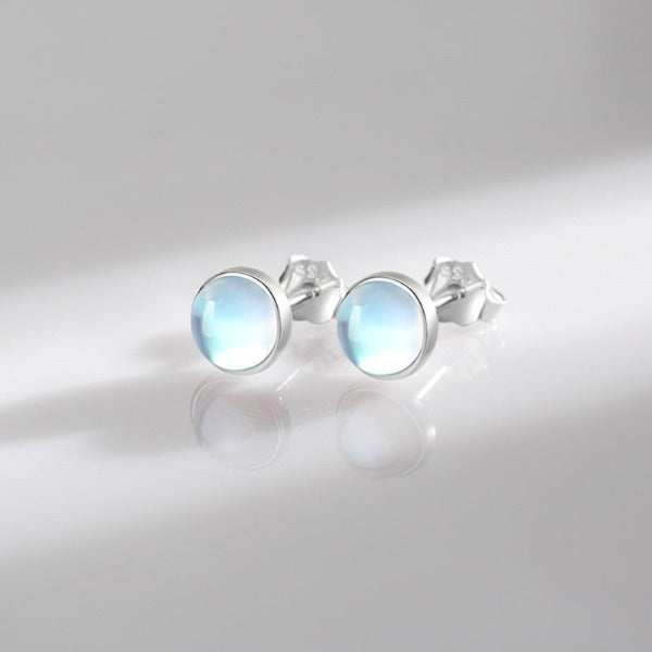 Women's Silver Earrings Moonstone Stud